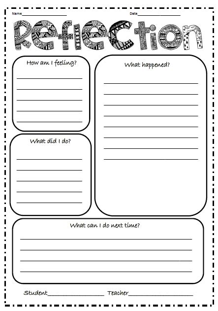 simple reflection sheet  junior students   incidentissue
