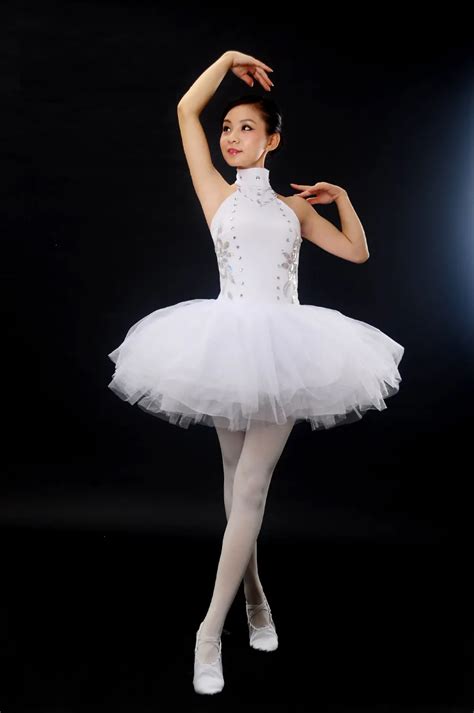 shipping girls ballet tutu dance clothes white elegant classical swan lake costume