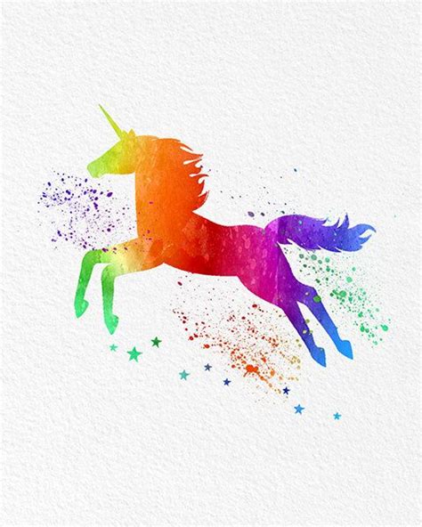 watercolor art rainbow unicorn modern     amourableart