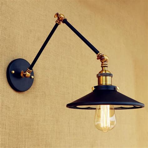 retro swing long arm wall light fixtures wandlamp led edison style loft industrial vintage wall