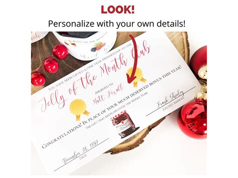 personalized jelly   month club gift certificate etsy