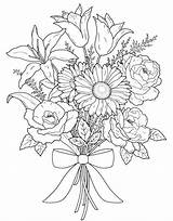 Bouquet Flowers Drawing Coloring Pages Flower Valentine Sketch Bunch Roses Adult Line Drawings Draw Sketches Color Colouring Easy Step Colorluna sketch template