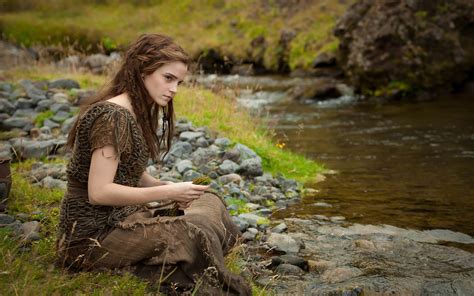 Emma Watson Women Actress Women Outdoors Nature Brunette River