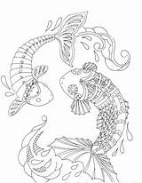 Coloring Fish Koi Pages Adult Adults Jumping Getcolorings Pa sketch template