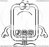 Depressed Mascot Smart Phone Clipart Cartoon Outlined Coloring Vector Thoman Cory Royalty sketch template