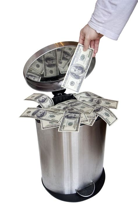 wasting money stock image image  waste trashcan basket