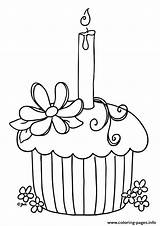 Coloring Cupcake Birthday Pages Printable sketch template