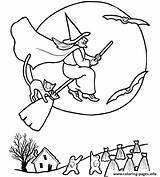 Pages Coloring Color Witch Halloween Printable Print sketch template