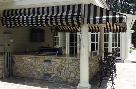 striped porch awning   pleated drop curtain kreiders canvas service  porch awning