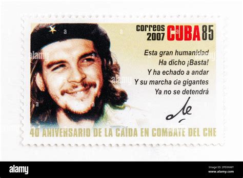 Sello Cuba Correos Vintage Con La Imagen Del Che Guevara 40th