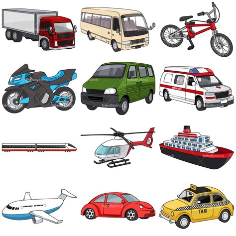 transportation vehicles clipart vector collection friendlystock