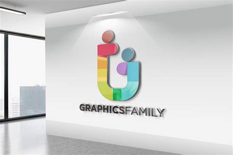 realistic  wall logo mockup graphicsfamily