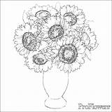 Sunflower Sunflowers Coloring Pages Vase Drawing Van Gogh Bouquet Kids Printable Cliparts Flowers Beautiful Printables Clipart Getdrawings Step Blossom Library sketch template