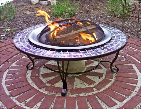 Asia Direct 40 Inch Round Glass Mosaic Fire Pit Table