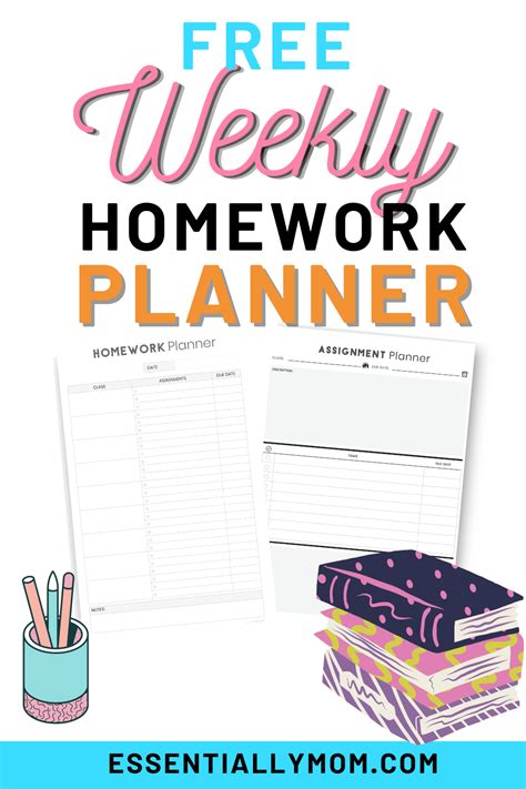 weekly homework planner  printable