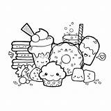 Food Coloring Kawaii Pages Cute Template sketch template