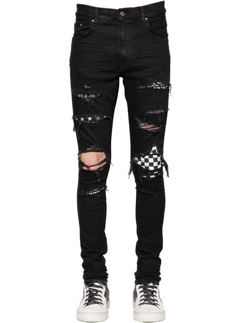 amiri amiri cloth torn jeans black ripped jeans patched jeans