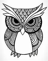 Zentangle Tribal Doodle Owls Getdrawings sketch template