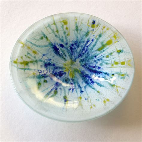 Fused Glass Bowl With Enamel Design 12cm Fused Glass Bowl Fused