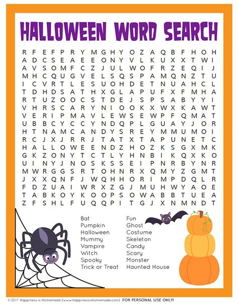 halloween word search printable happiness  homemade