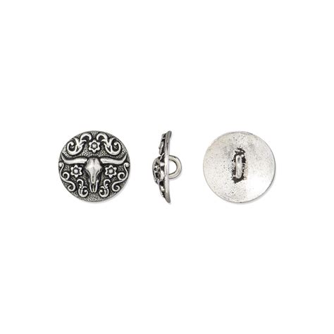 tierracast longhorn button mm antique silver plated  pc