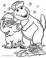 Barney Coloring Pages Printable Cartoon Kids Color Sheets Cartoons Character Sheet Dinosaur Print Children Characters Book Friends Elephant Show Back sketch template