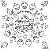 Coloring Pusheen Pages Bake Lets Printable Print Color sketch template