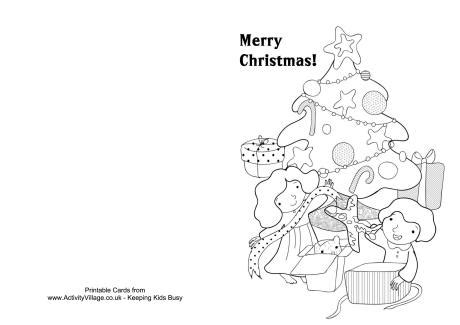 christmas colouring card decorating  tree