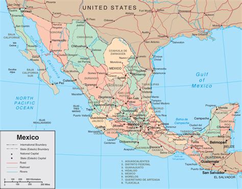 detailed administrative  road map  mexico mexico detailed