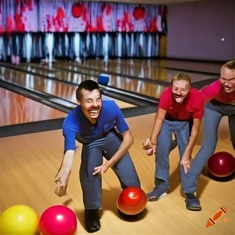 Friends Having Fun At The Bowling Alley
