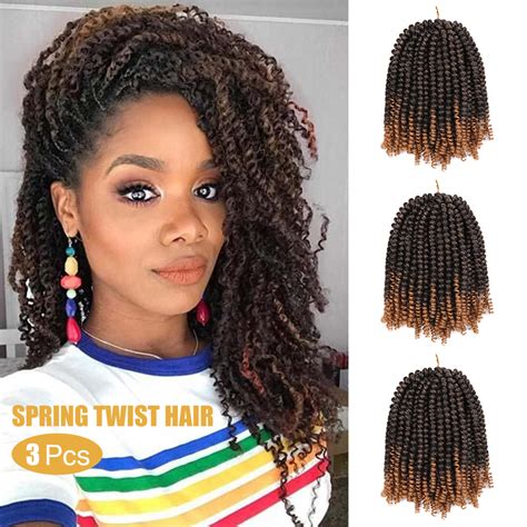 3pcs spring twist crochet curly hair synthetic ombre braids hair