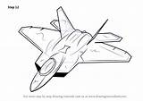 Draw Raptor 22 Step Drawing Fighter Martin 4x4 Trucks F22 Jet Lockheed Jets Tutorials Ram sketch template