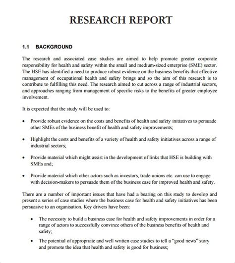 sample research report templates sample templates