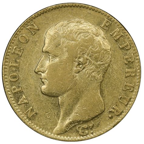 french napoleon  franc gold coin km fvf