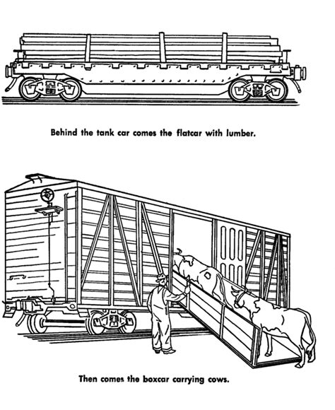 freight train  railroad coloring pages flatbed  livestock car