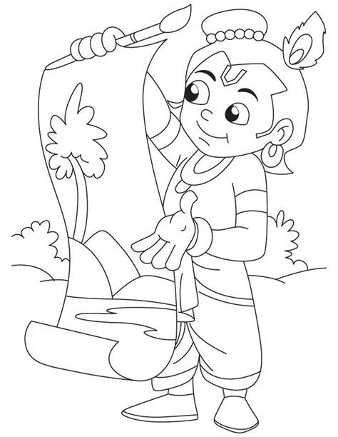 baby krishna colouring pages