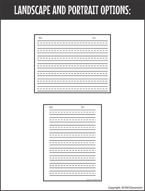 km classroom writing paper freebie