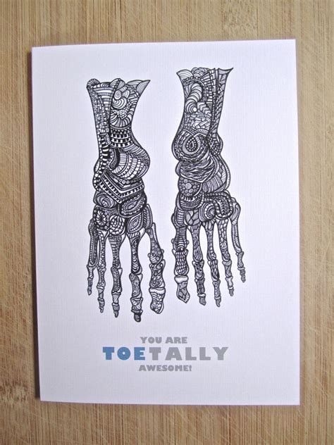 toe tally awesome greeting card   arteryink  etsy