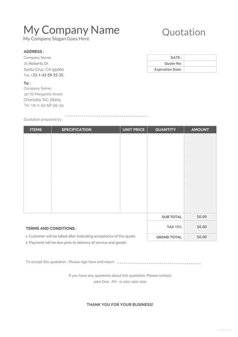 simple quotation template  google sheets numbers  word excel