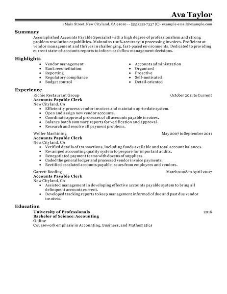 resume samples accounts payable  resume examples