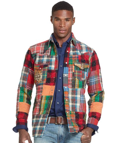 lyst polo ralph lauren patchwork flannel western shirt  men