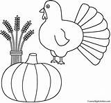 Wheat Thanksgiving Coloring Turkey Sheaf Pumpkin sketch template