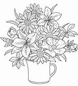 Coloring Bouquet Pages Flower Flowers Getdrawings sketch template