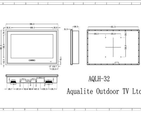 outdoor tv sizes tv screen dimensions and technical drawing