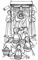 Christi Corpus Catholic Fronleichnam Feast Procession Ausmalbilder Rosary Religionsunterricht Christlich Saints Deirdre Ccd sketch template