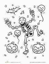 Coloring Skeleton Halloween Pages Kids Education Worksheet Fun Skeletons Cute Colouring Printable Colour Theme Read Dance Choose Board sketch template