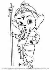 Ganesh Ganesha Bal Ganpati Lord Bappa Chaturthi Sketches Hanuman Outline Drawingskill Shri sketch template