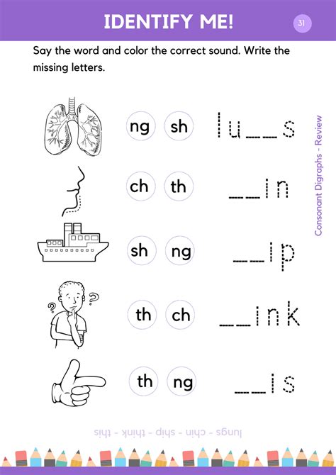 phonics consonant digraphs words worksheets  level