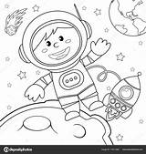 Astronauta Colorir Spaceship sketch template