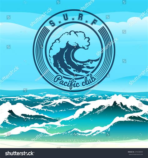 surf club logo emblem  stormy stock vector  shutterstock